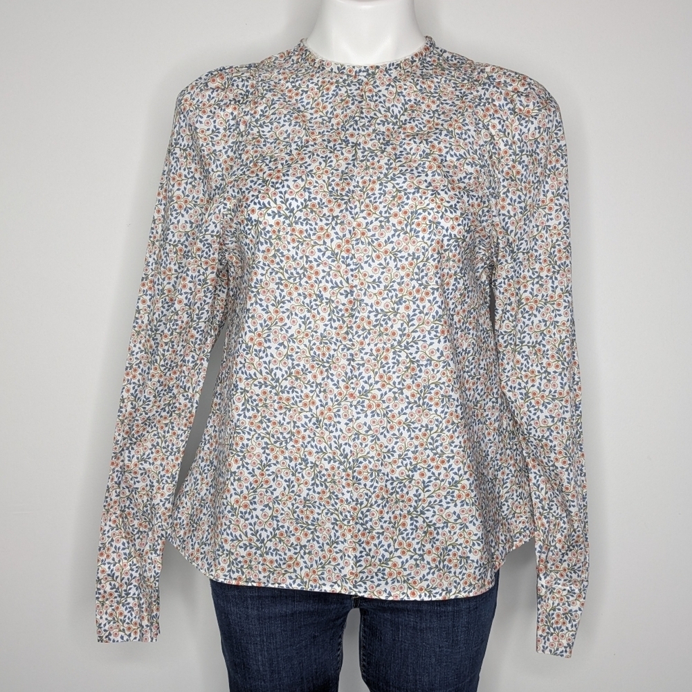 Tish Cox White Pink Red Blue Ditsy Floral Cotton Blouse S